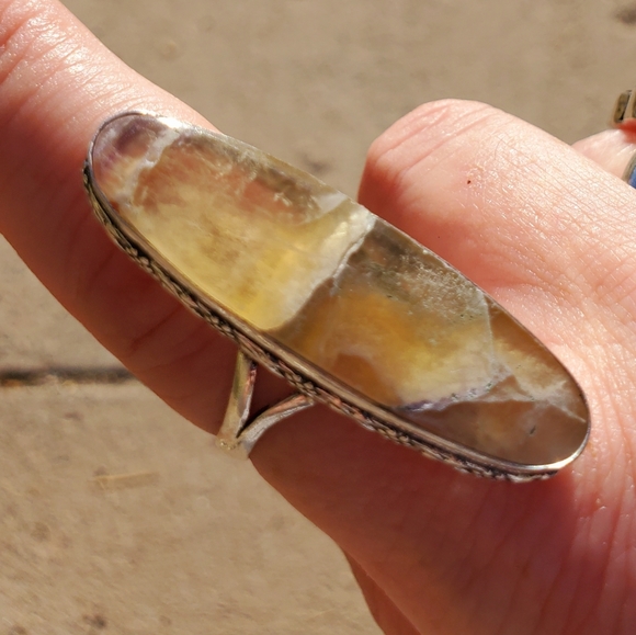 New Petrified Wood Jasper Silver Statement Ring. - Picture 10 of 13